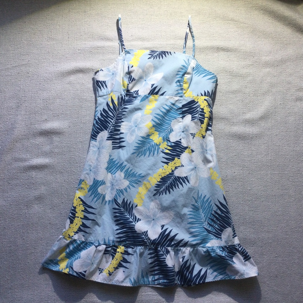 Roxy blue/white/yellow cotton dress size small